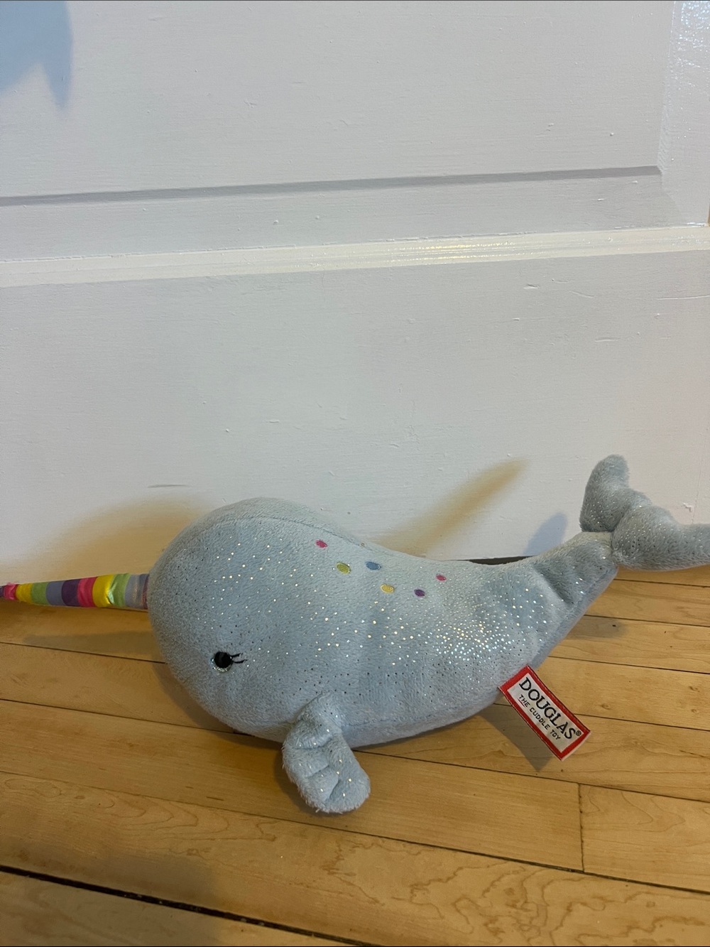 Douglas Light Blue Narwhal Plush with Rainbow Horn